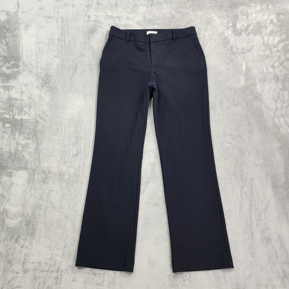 Charter Club Pants Womens 8 Blue Polka Dot Straight Leg Stretch Twill Office